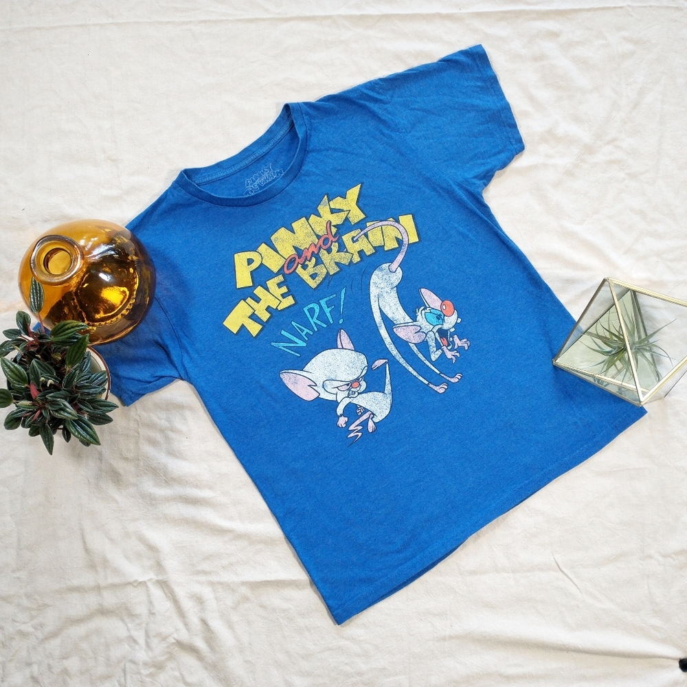 Ripple Junction Animaniacs Pinky and the Brain NARF! T-Shirt Medium in Blue